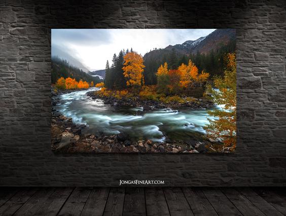 pacific northwest photography wall art on brick