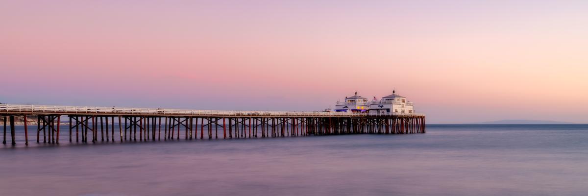 malibu pier during sunrise fine art photography by jongas