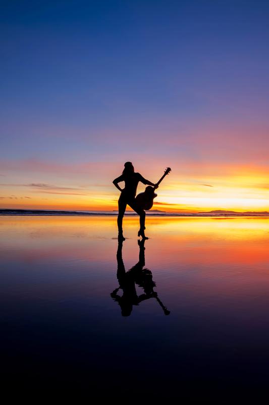 abstract art for sale girl with guitar reflections at sunset