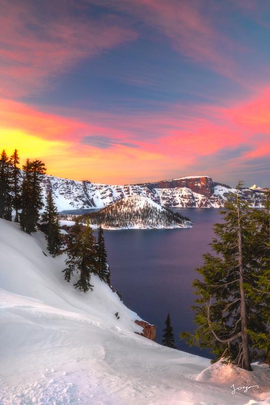 dramatic sunset at wizard island crater lake jongas fine art